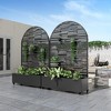 PexFix 72" x 47" Tall Wrought Iron Garden Arched Trellis with Planter Box Black Outdoor Plant Support for Climbing Flowers Vines Patio Yard Decor - 2 of 4