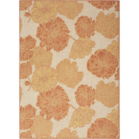 Nourison 5' X 7' Garden Oasis Floral Flatweave Indoor Outdoor Area Rug ...