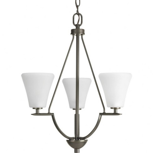 Progress Lighting Bravo 3-Light Chandelier, Antique Bronze, White Etched Glass - image 1 of 2