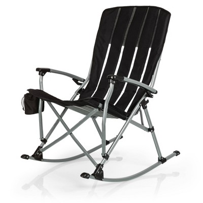 Picnic Time Outdoor Rocking Camp Chair - Black