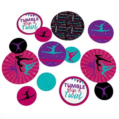 Big Dot of Happiness Tumble, Flip & Twirl - Gymnastics - Birthday Party Giant Circle Confetti - Gymnast Party Decorations - Large Confetti 27 Count