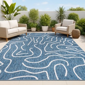 JONATHAN Y Nolan Modern Coastal Organic Shapes Indoor/Outdoor Area Rug - 1 of 4