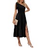 Clearlove Womens Dress One Shoulder Smocked Tiered Split Hem Sleeveless Midi Dress - 4 of 4