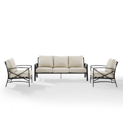 Kaplan 3-Piece Off-White Steel Outdoor Sofa Set