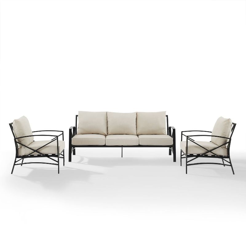 Kaplan 3pc Outdoor Sofa Set with Sofa &#38; 2 Arm Chairs - Oatmeal - Crosley, 3 of 10
