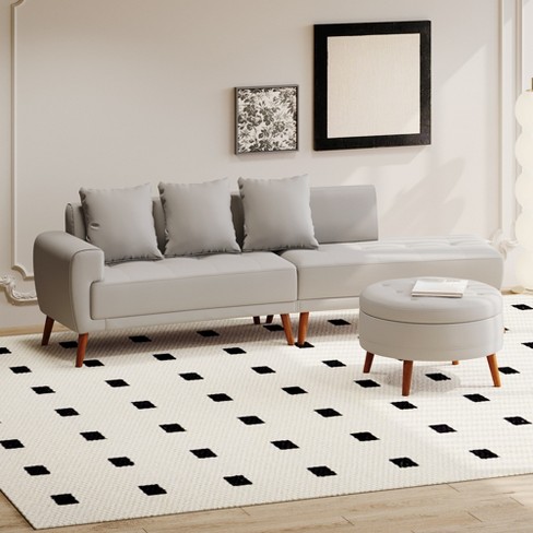 107 Contemporary Sofa Stylish Couch With A Round Storage Ottoman And Removable Pillows For Living Room Gray Modernluxe Target