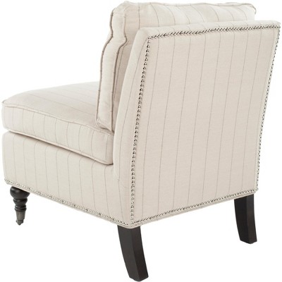 Flax Beige Linen Slipper Chair with Spindle Legs