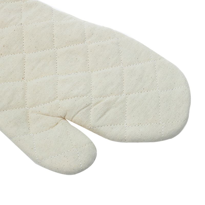 Unique Bargains Kitchen Bakery Heat Resistance Microwave Barbeque Baking Cotton Blends Oven Mitts 13.7"x5.9" Beige 1 Pair, 2 of 4