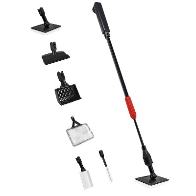 iMountek"6-in-1 Aquarium Cleaning Tools Set with Extendable Handle, Algae Scraper, Fish Net & More"Black & White