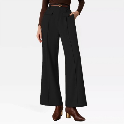 Women High Waist Casual Wide Leg Long Palazzo Pants Loose Business Work Office Slacks Trousers