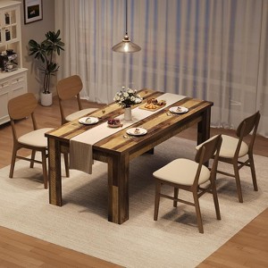 63" Dining Table for 4-6, Wood Dining Room Table, Farmhouse Dinette for 4, Rectangular Kitchen Table for Kitchen & Dining, Small Space - 1 of 4