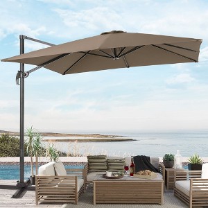 Sonkuki Outdoor 9x9 FT 240gsm Solution-Dyed Patio Cantilever Umbrella With Canopy - 1 of 4