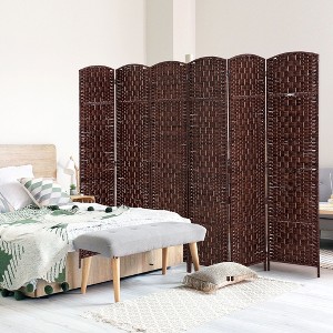 NicBex 6' Tall 6-panel Room Divider for Home, Wicker Weave Divider for Room Separation, for Home & Office, Brown - 1 of 4