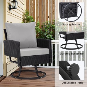 3-Piece Wicker Patio Seating Set with Swivel Chairs and Coffee Table, Outdoor Rattan Furniture for Porch, Balcony, Garden or Deck-The Pop Home - 1 of 4