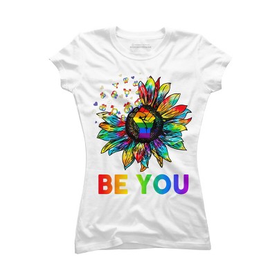 Adult Design By Humans Be You Sunflower Power Fist Pride Rainbow By Legato Tendo T-Shirt