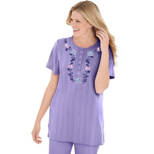Woman Within Plus Size 7-Day Embroidered Pointelle Tunic - 1 of 4