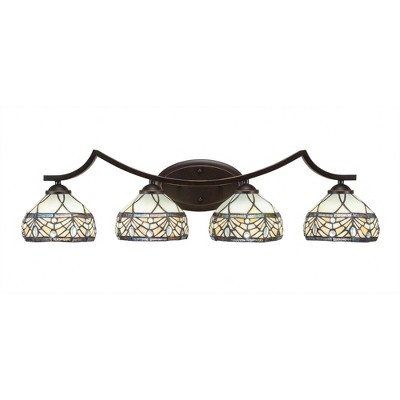 Toltec Lighting Zilo 4 - Light Vanity in  Dark Granite with 7" Royal Merlot Art Glass Shade
