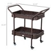 NAYSAYE Bar Serving Cart Outdoor Rattan Wicker Two Tier Storage with Wheels for Patio , Brown, 32.25"*17.75"*32.25" - 4 of 4