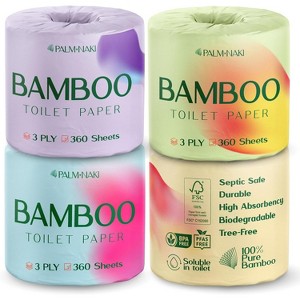 Palm Naki Bamboo Toilet Paper 3-Ply, Mega Rolls 360 Sheets/Roll, Strong & Gentle, Tree-Free Septic-Safe - 1 of 4