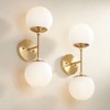 Possini Euro Design Oso Mid Century Wall Light Sconces Set of 2 Soft Gold Hardwire 6" 2-Light Fixture Opal Glass for Bedroom Home - 2 of 4