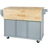 Chery Life White  Kitchen Storage Cabinet and 3 Drawers for Dinning Room, Rubber wood Drop-Leaf Countertop - 3 of 4