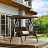 Pamapic 2-Person Metal Patio Swing with Canopy and Cushions - 2 of 4