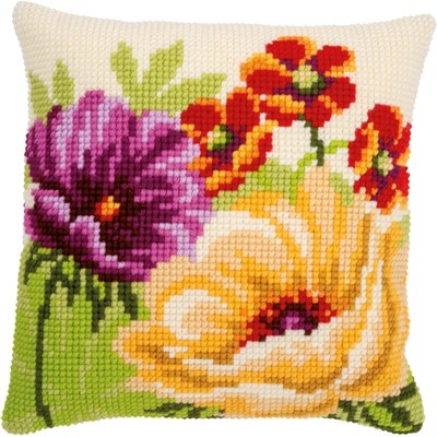 Vervaco Counted Cross Stitch Cushion Kit 16"X16"-Summer Flowers