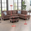 AndMakers 97 in. W Square Arm 3-piece L Shaped Cotton Modern Sectional Sofa in Brown with Storage - 2 of 4