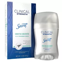 Secret Clinical Strength Invisible Solid Antiperspirant and Deodorant for Women - Free & Sensitive - 1.6oz