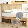 Wooden Platform Bed Frame with Curved Rattan Headboard, Built-In LED Lighting, Sturdy Wooden Legs, No Box Spring Required, Easy Assembly - 4 of 4