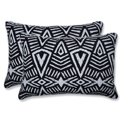 2pk Oversize Geometric Dimensions Rectangular Throw Pillows Black - Pillow Perfect