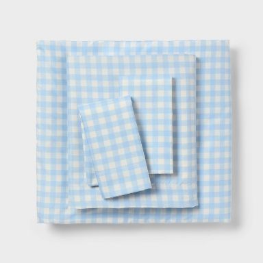 Full Microfiber Sheet Set Blue Gingham - Room Essentials™