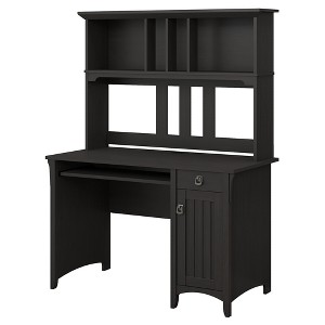 Salinas Mission Style Desk with Hutch Vintage Black - Bush Furniture: Office Workstation, Enclosed Cabinet, Open Shelf - 1 of 4