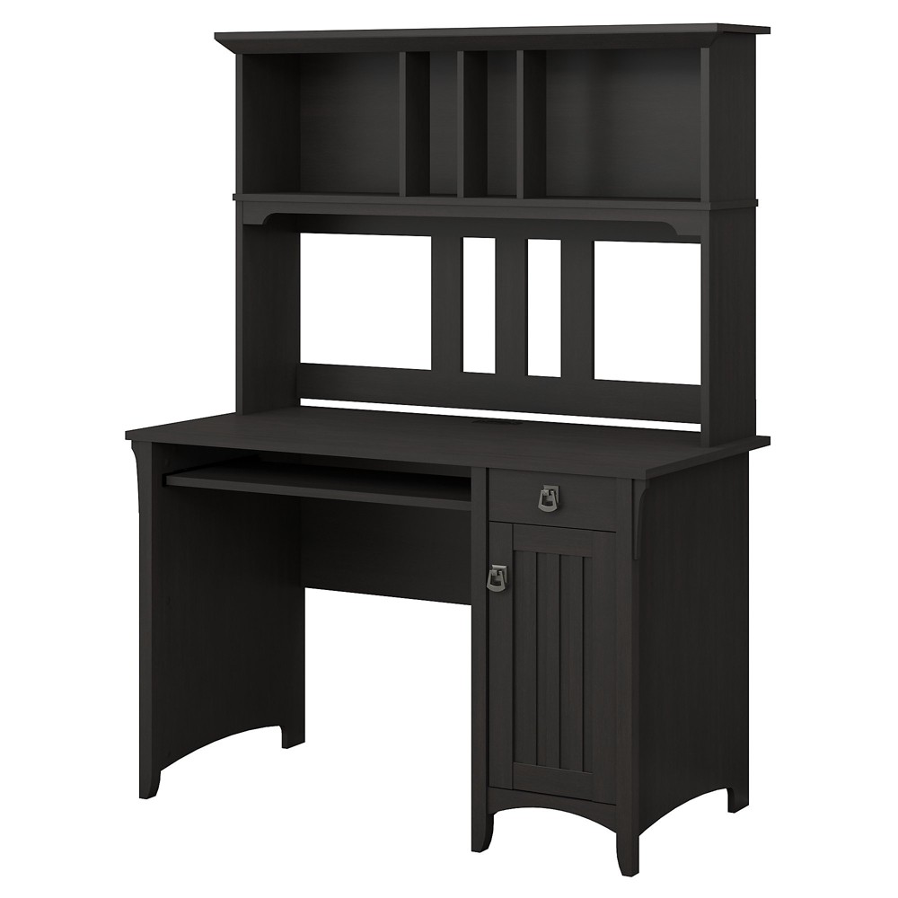 Photos - Office Desk Salinas Mission Style Desk with Hutch Vintage Black - Bush Furniture