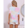 cheibear Women's Tie Dye Pajama Set Short Sleeve Shirt Round Neck 2 Piece Lounge Set Sweatsuit - 3 of 4