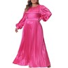 Agnes Orinda Women's Plus Size Lantern Long Sleeve Flowy Swing Pleated Party Maxi Empire Waist Dresses - 2 of 4