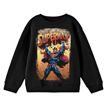 Superman Comic Cover No. 28 Crew Neck Long Sleeve Black Youth Tee