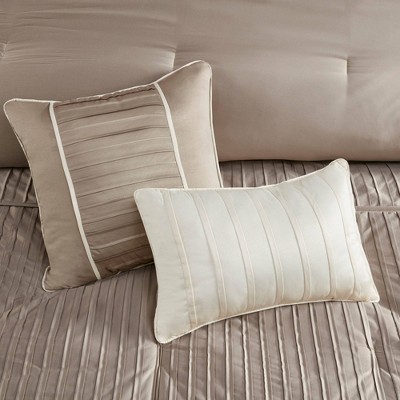 Trinity Taupe 7-Piece Polyester Charmeuse Queen Comforter Set