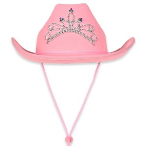 Beistle Pink Felt Cowgirl Hat w/Tiara, (1/Pkg) Multicolored - 1 of 3
