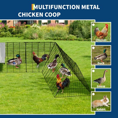 1 Wrapped Metal Chicken Tunnel with Corner Frame Suitable for Chickens, Ducks, Rabbits
