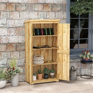 NicBex Outdoor Storage Shed with Lockable Door, Wooden Tool Storage Shed with Detachable Shelves and Pitch Roof - 1 of 4