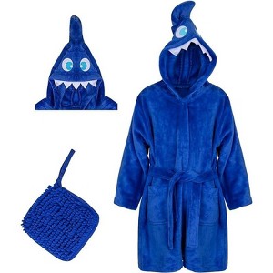 Rising Star Girls & Boys Robe, Kids Soft Plush Hooded Bathrobe -Ages 3-8 Years - 1 of 1