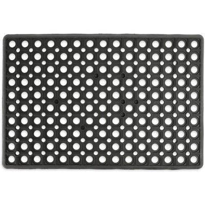 Black Rubber Nonslip Outdoor Welcome Doormat, 23.5 x 15.75 Inches