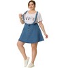 Agnes Orinda Women's Plus Size Adjustable Strap Suspender Cross Back Mini Denim A-Line Jean Skirts - 3 of 4