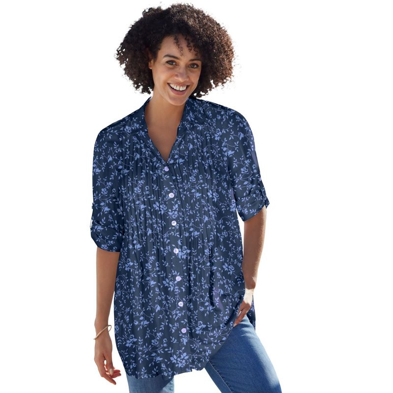 Woman Within Women's Plus Size Pintucked Tunic Blouse, 1 of 2