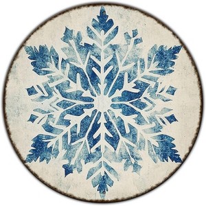 Lomsoe Round Christmas Metal Tin Sign Vintage Snowflake Signs Winter Christmas Sign Retro Wall Decor Tin Sign Funny Tin Sign 8 * 8 in - 1 of 1