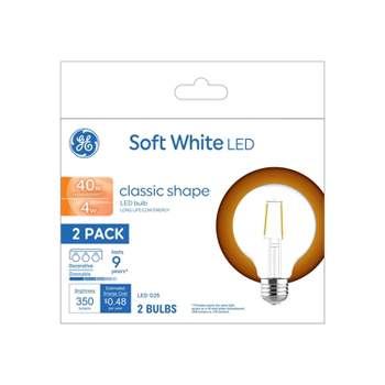 GE 2pk 4 Watts Soft White Medium Base LED Globe Light Bulbs