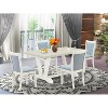 HomeStock 5-Piece Wire Brushed Linen White Finish Solid Wood Top Dining Table with 4 Upholstered Chairs - 2 of 4