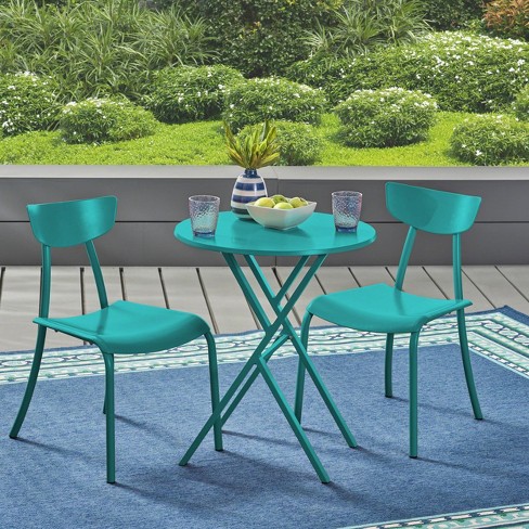 Taro 3pc Patio Bistro Set Matte Teal Christopher Knight Home