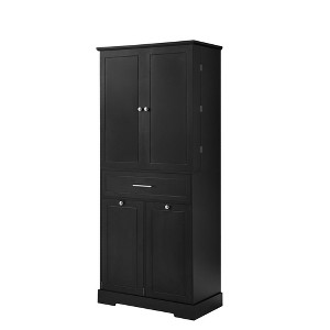 Dexmalle Black Bathroom Storage Cabinet with Tilt-Out Laundry Hamper and Adjustable Shelf - 1 of 4